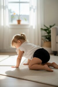 enfant jouant avec une culotte d’apprentissage velour noir