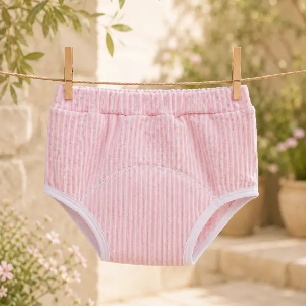 Culotte d’apprentissage – Seersucker rose